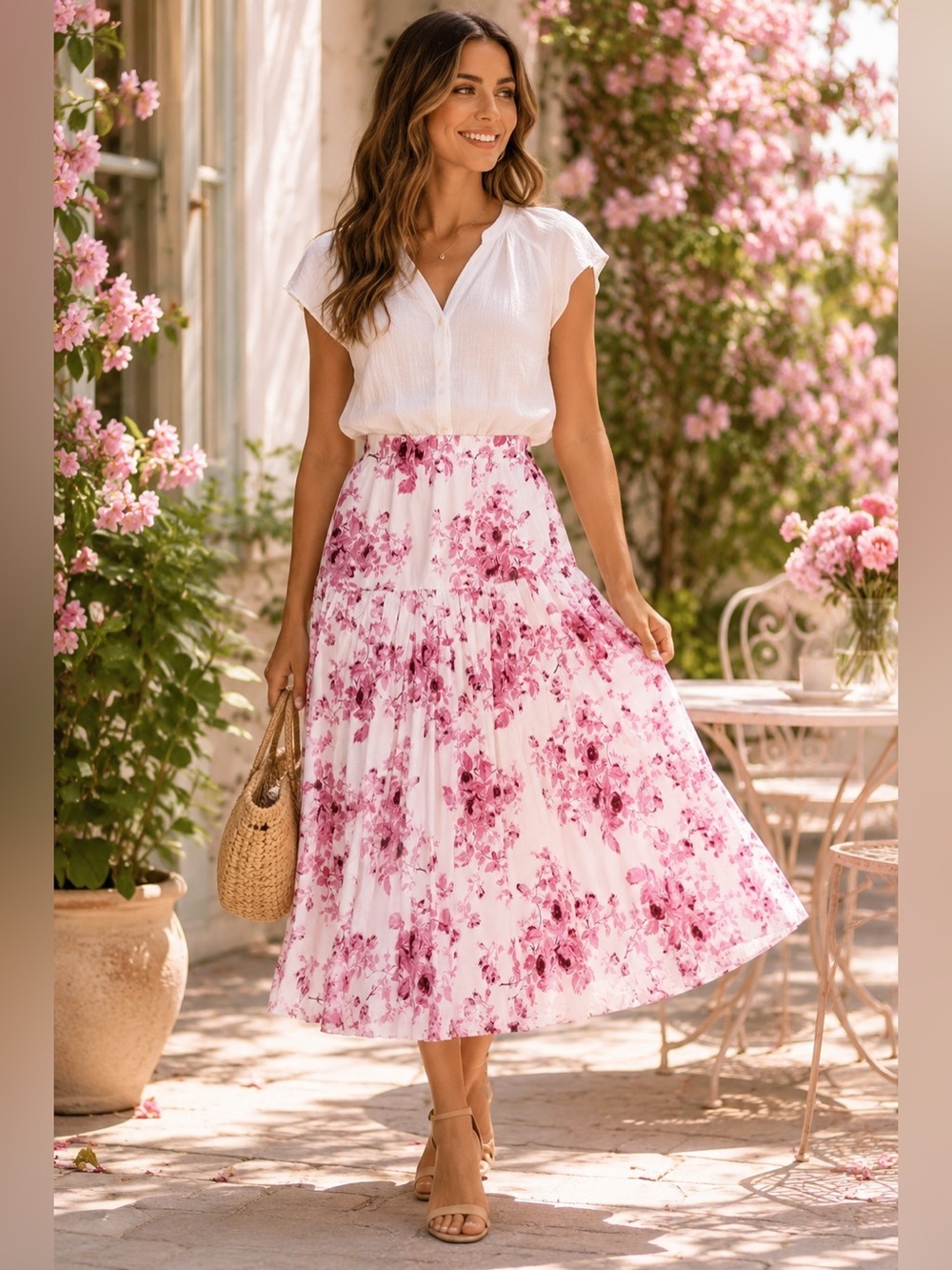 1.STATE Floral Smocked Waist Skirt | NWT | Size S | Nordstrom 🌸